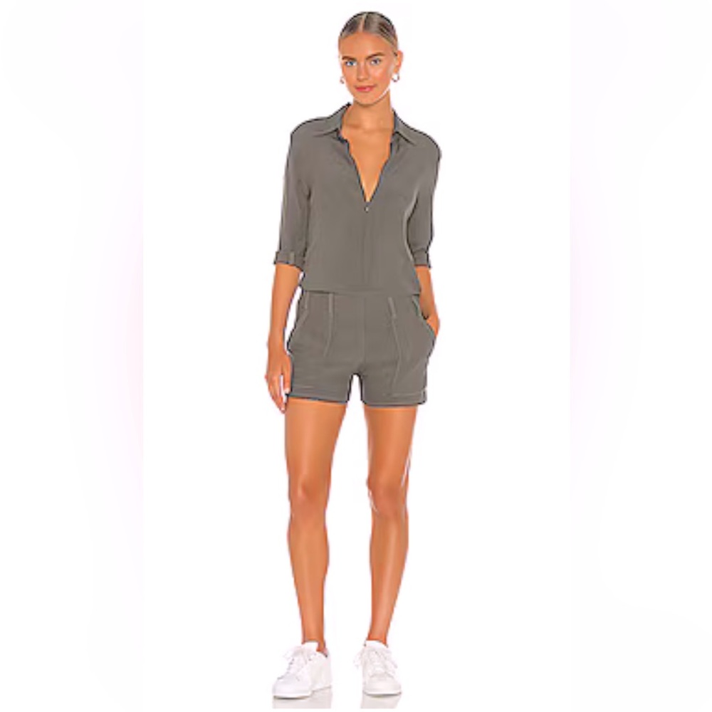 MONROW REVOLVE NWT ZIP UP ROMPER in Light Olive Green